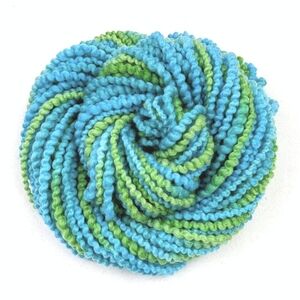 Hand Dyed Wool Yarn Coil Spun Thick & Thin Spiral Bulky Ocean 130 Yards NWT